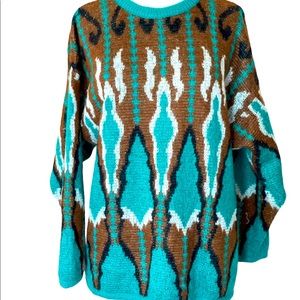 Vintage Benetton Teal Mohair Blend Tunic Sweater